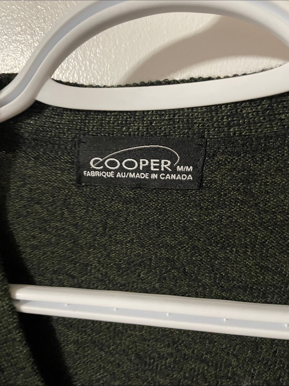 Vintage Cooper Wool Blend Grey With Green Detail Cardigan Sweater Size M - Picture 5 of 7
